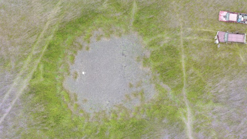 A massive pond and earthen channels used by Maya people to catch fish